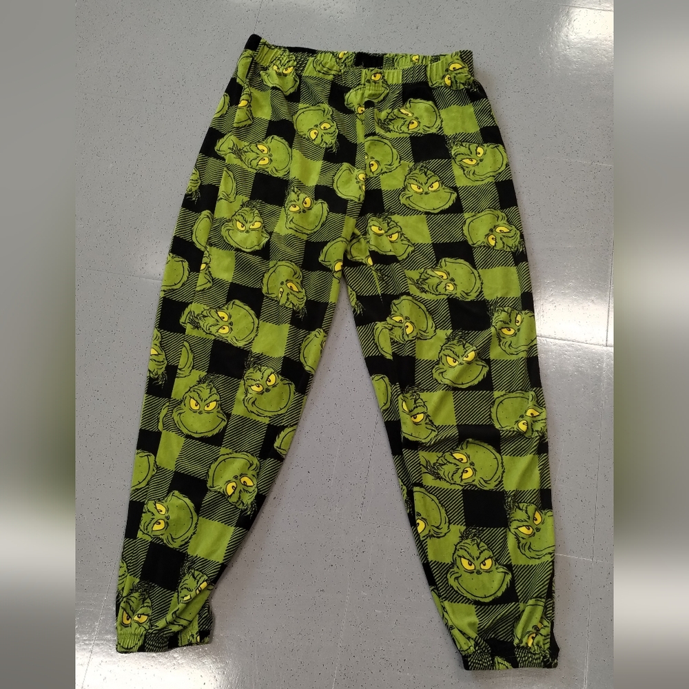 Dr Seuss Womens Black & Green Plush Fleece Sleep Pants The Grinch Pajama Bottoms - Picture 2 of 8